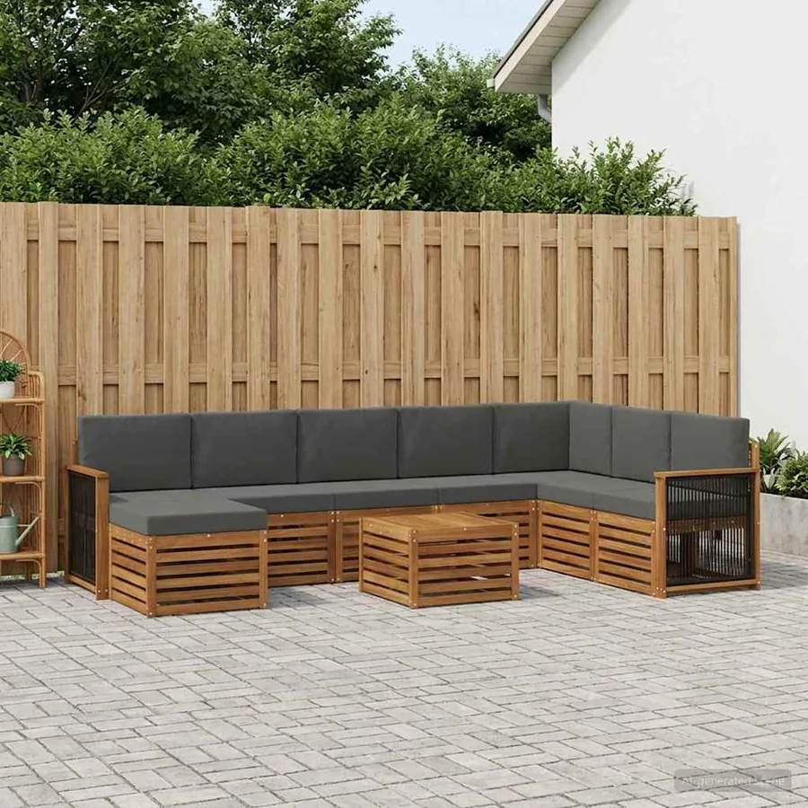 Ensemble de canapés d'extérieur 7 pcs Naturel et Anthracite