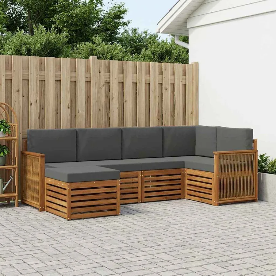 Ensemble de canapé d'angle 5 pcs Naturel et Anthracite