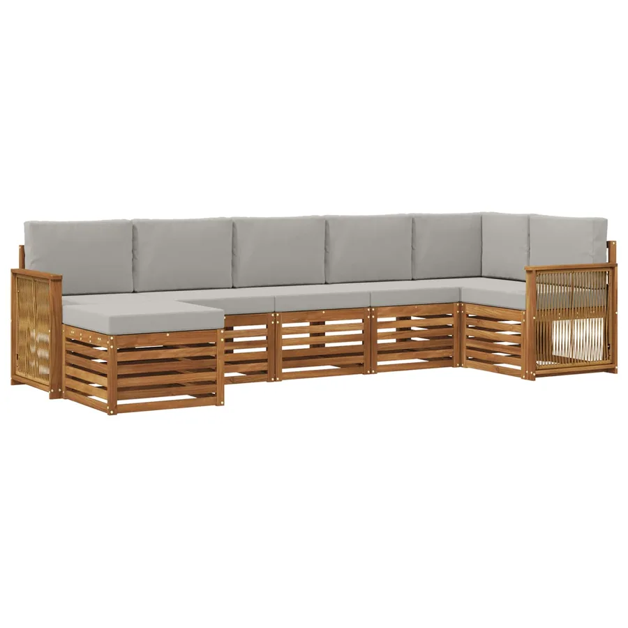 Ensemble de canapé d'angle 6 pcs Naturel et gris clair - 2