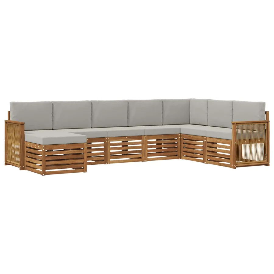 Ensemble de canapés d'extérieur 6 pcs Naturel et gris clair - 2