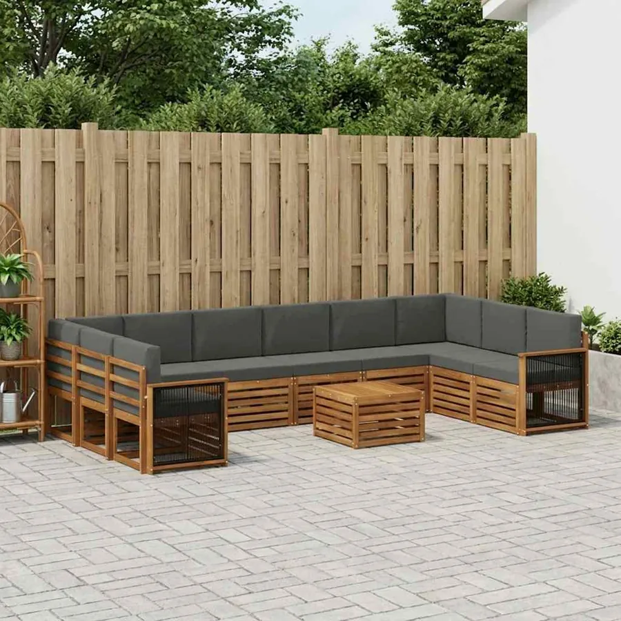 Ensemble de canapés d'extérieur 8 pcs Naturel et Anthracite
