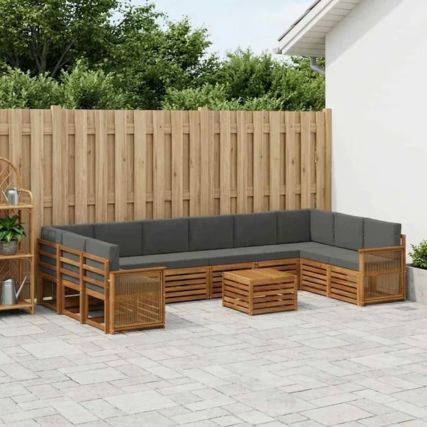 Ensemble de canapés d'extérieur 8 pcs Naturel et Anthracite