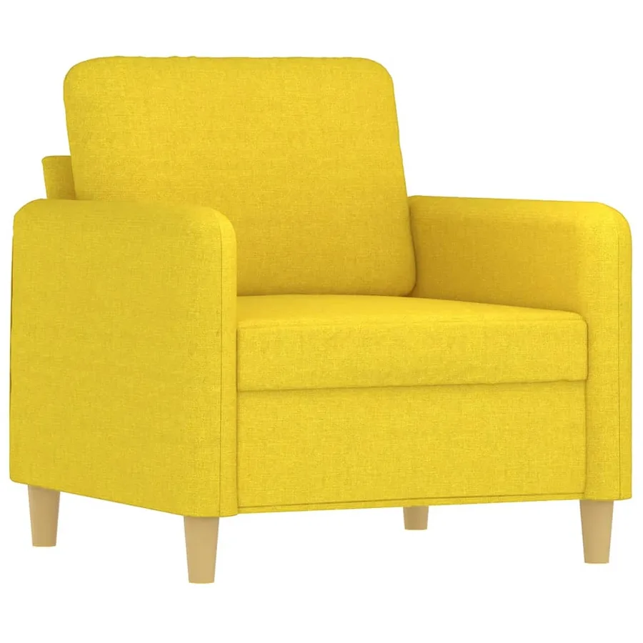 Ensemble de canapés 3 pcs avec coussins Jaune clair Tissu - 3