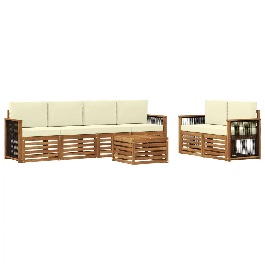 Ensemble de canapés d'extérieur 7 pcs Naturel et Crème - 2