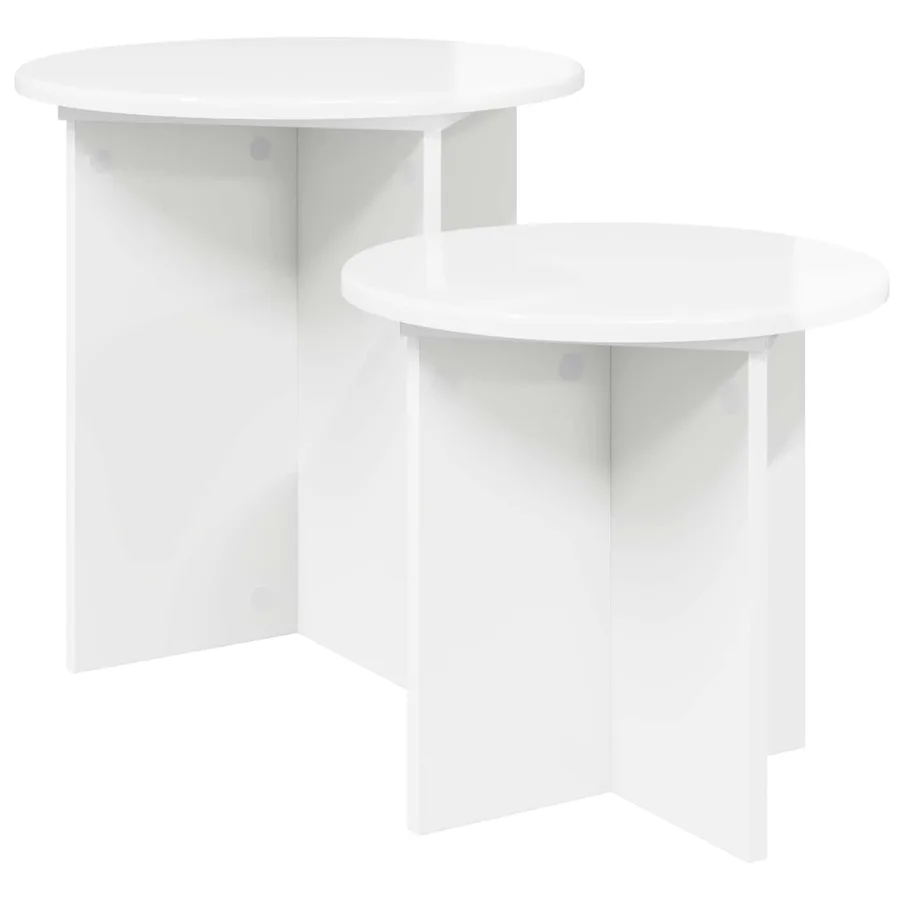 Ensemble de tables d'appoint avec stockage 2 pcs Blanc brillant - 2