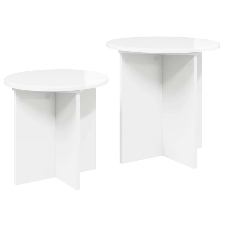 Ensemble de tables d'appoint avec stockage 2 pcs Blanc brillant - 5