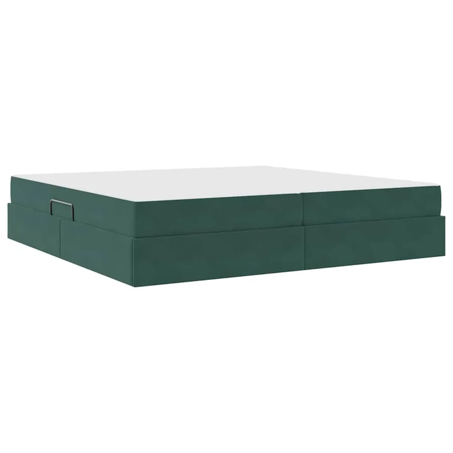 Lit avec rangement et matelas Vert foncé 200 x 200 cm Velours - 10