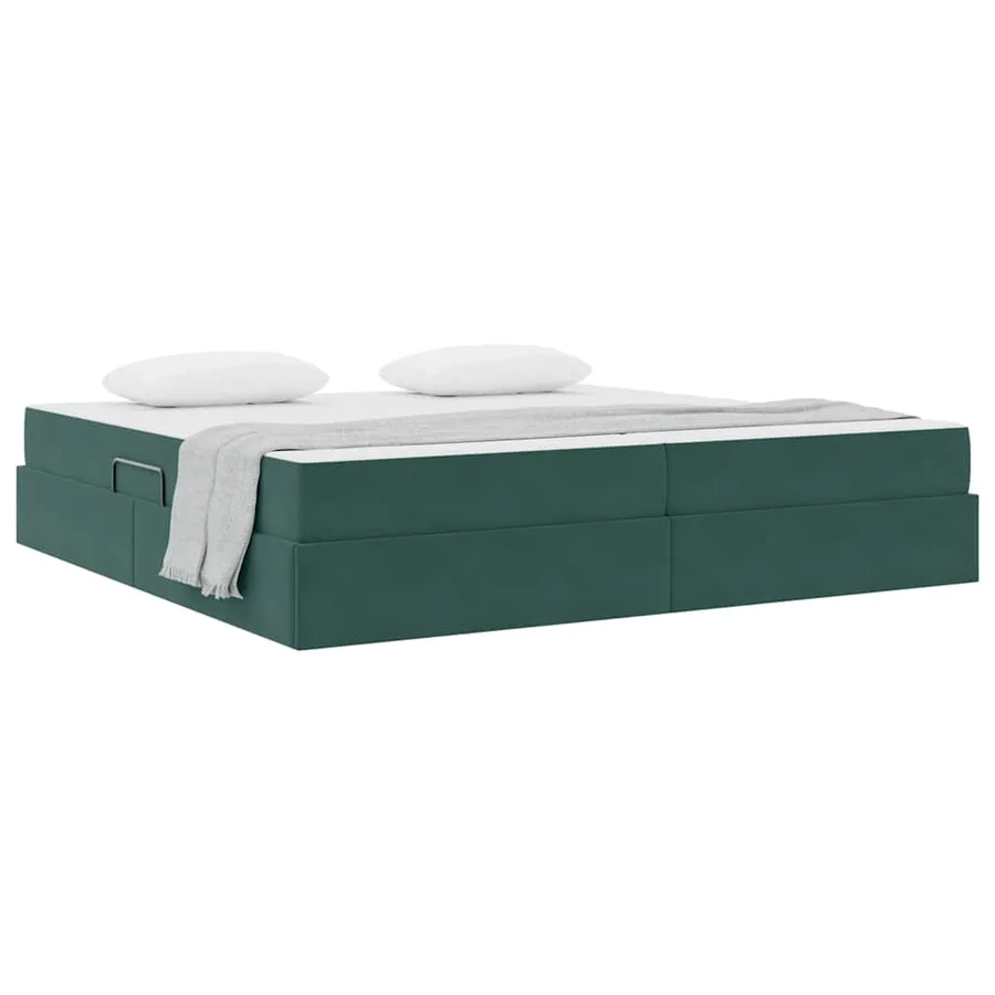 Lit avec rangement et matelas Vert foncé 200 x 200 cm Velours - 3