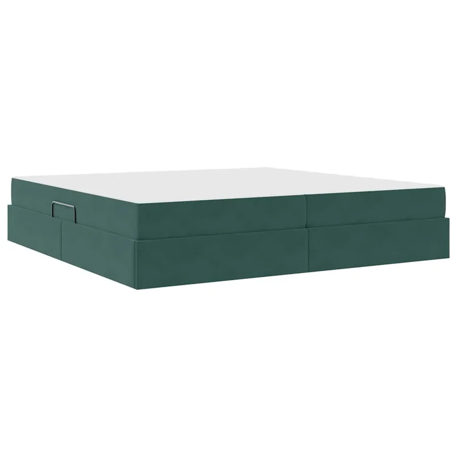 Lit avec rangement et matelas Vert foncé 200 x 200 cm Velours - 5