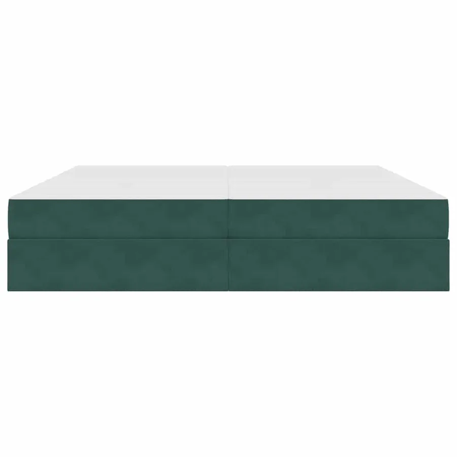 Lit avec rangement et matelas Vert foncé 200 x 200 cm Velours - 7