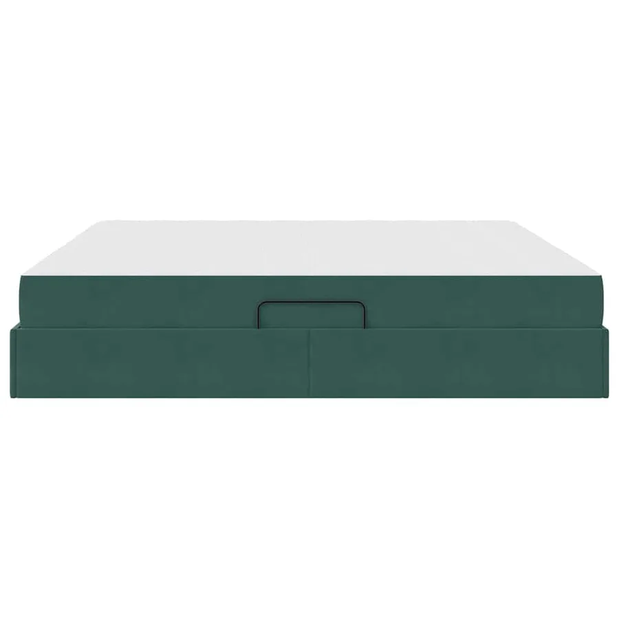 Lit avec rangement et matelas Vert foncé 200 x 200 cm Velours - 9