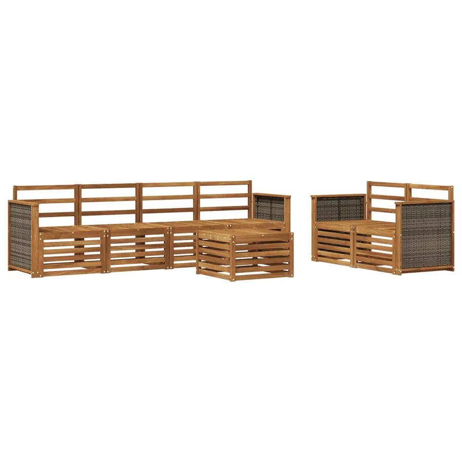 Ensemble de canapés d'extérieur 7 pcs Naturel - 2