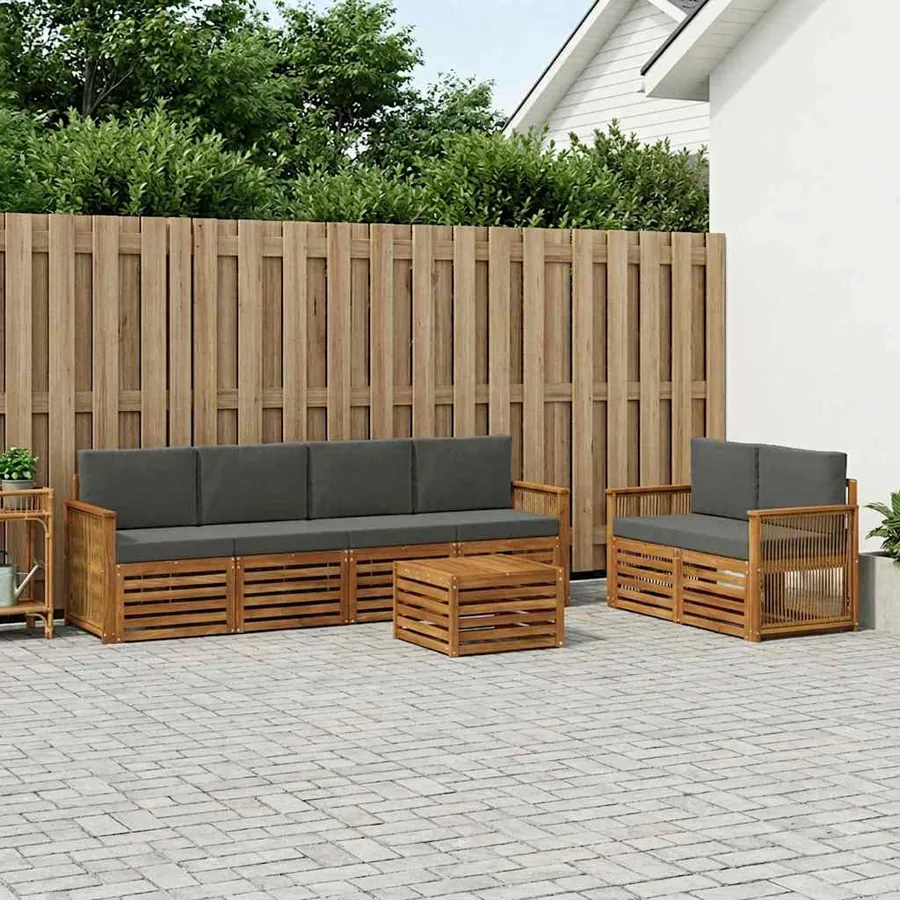 Ensemble de canapés d'extérieur 7 pcs Naturel et Anthracite