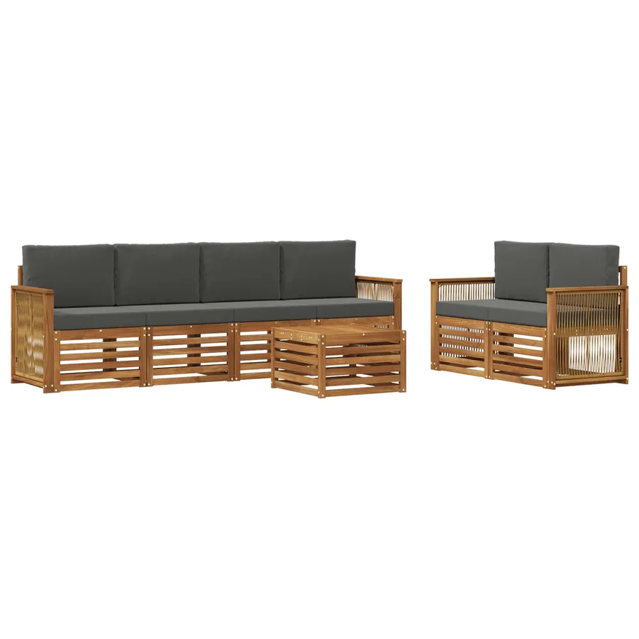 Ensemble de canapés d'extérieur 7 pcs Naturel et Anthracite - 2