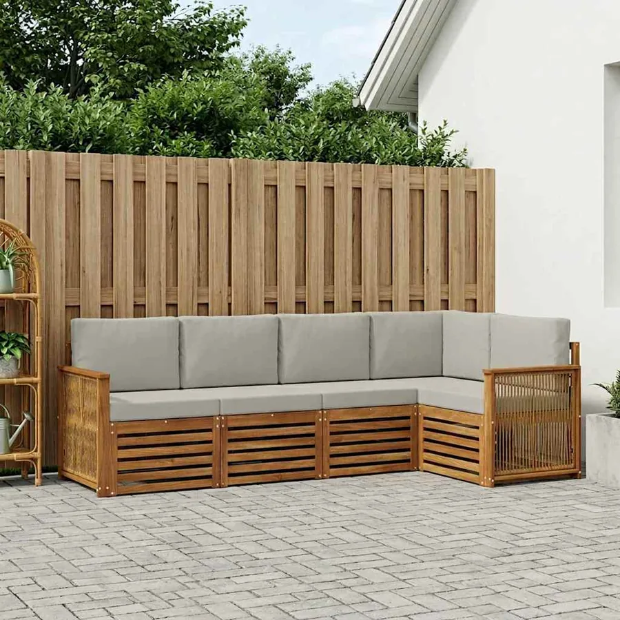 Ensemble de canapé d'angle 4 pcs Naturel et gris clair