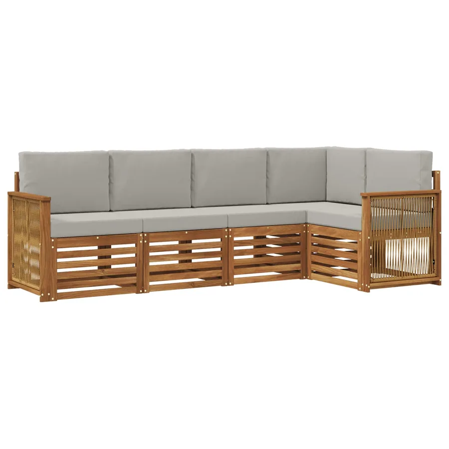 Ensemble de canapé d'angle 4 pcs Naturel et gris clair - 2