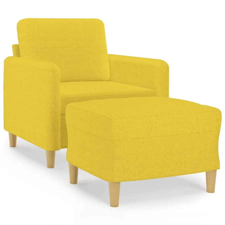 Fauteuil avec repose-pied Jaune clair 60 cm Tissu - 2