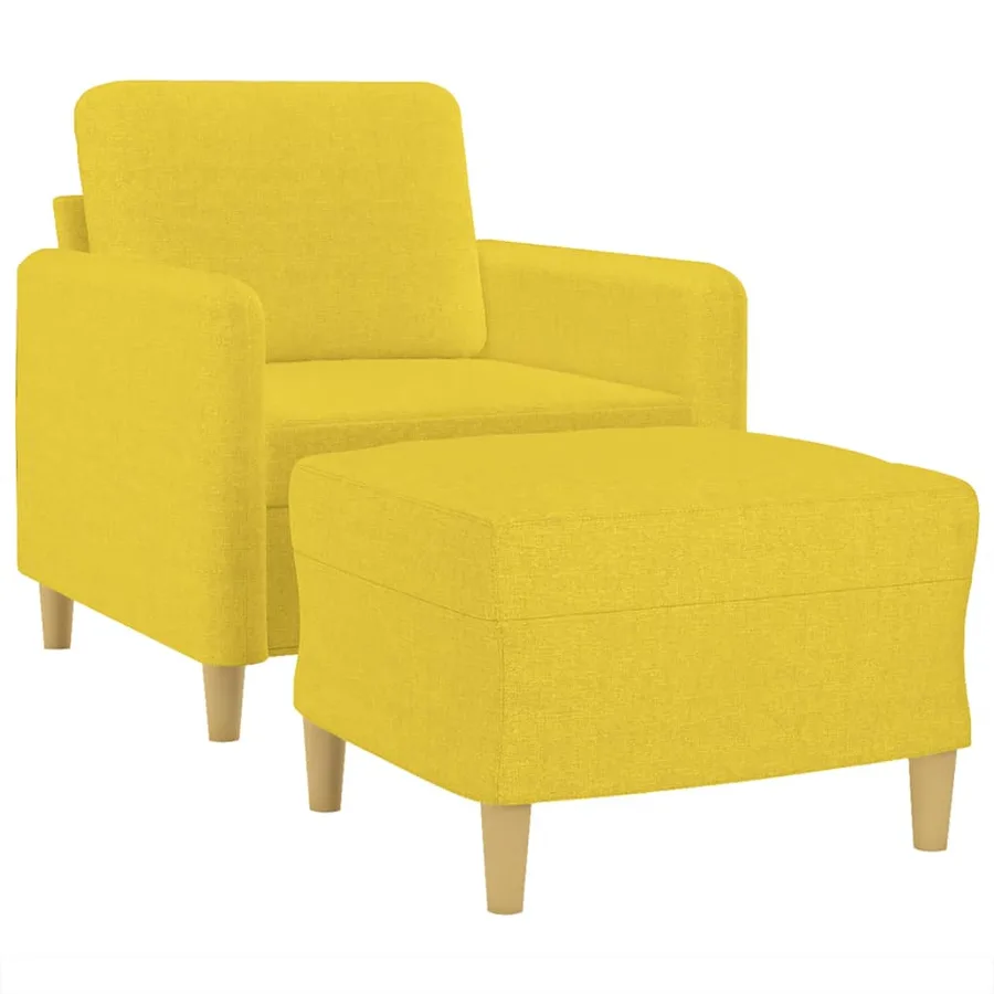 Fauteuil avec repose-pied Jaune clair 60 cm Tissu - 3