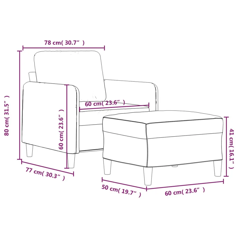 Fauteuil avec repose-pied Jaune clair 60 cm Tissu - 7