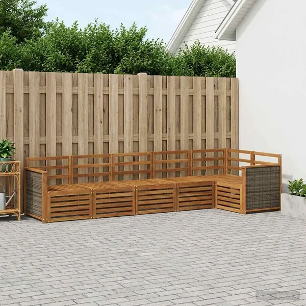 Ensemble de canapé d'angle 5 pcs Naturel Bois d'Acacia Massif