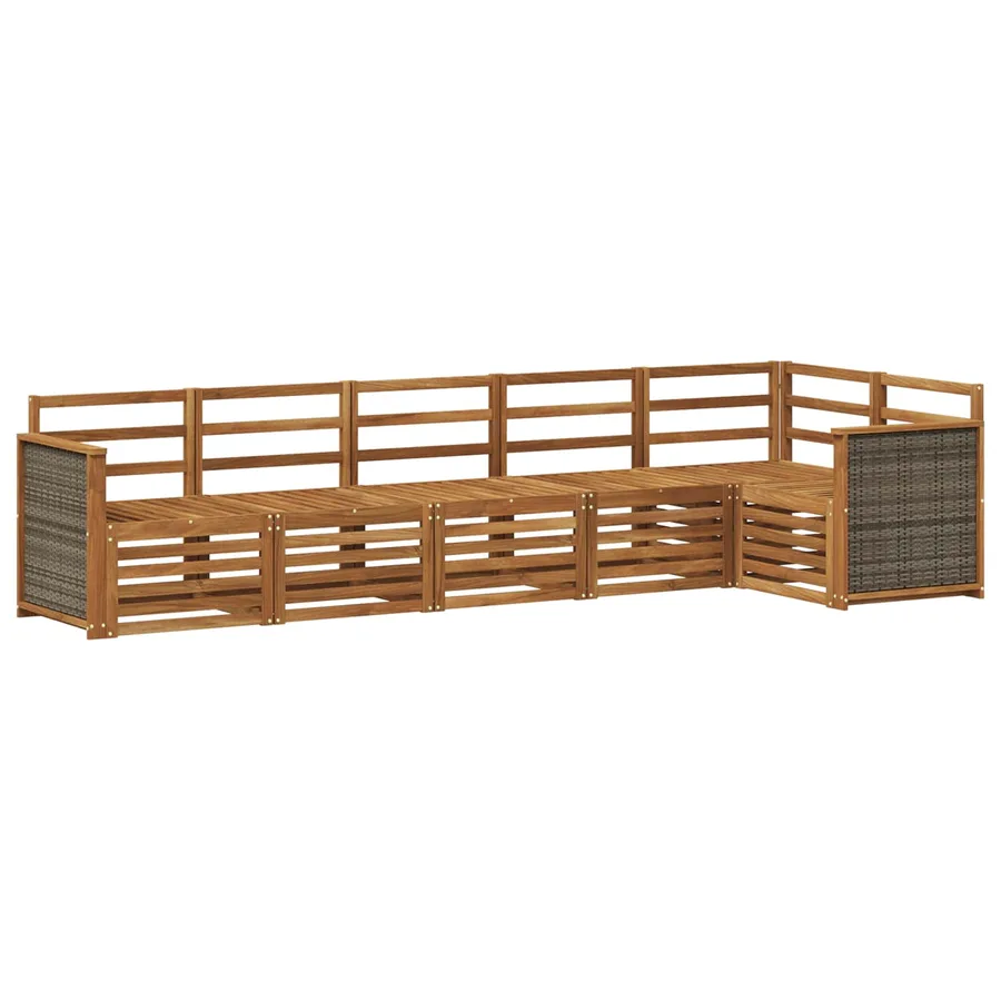 Ensemble de canapé d'angle 5 pcs Naturel Bois d'Acacia Massif - 2