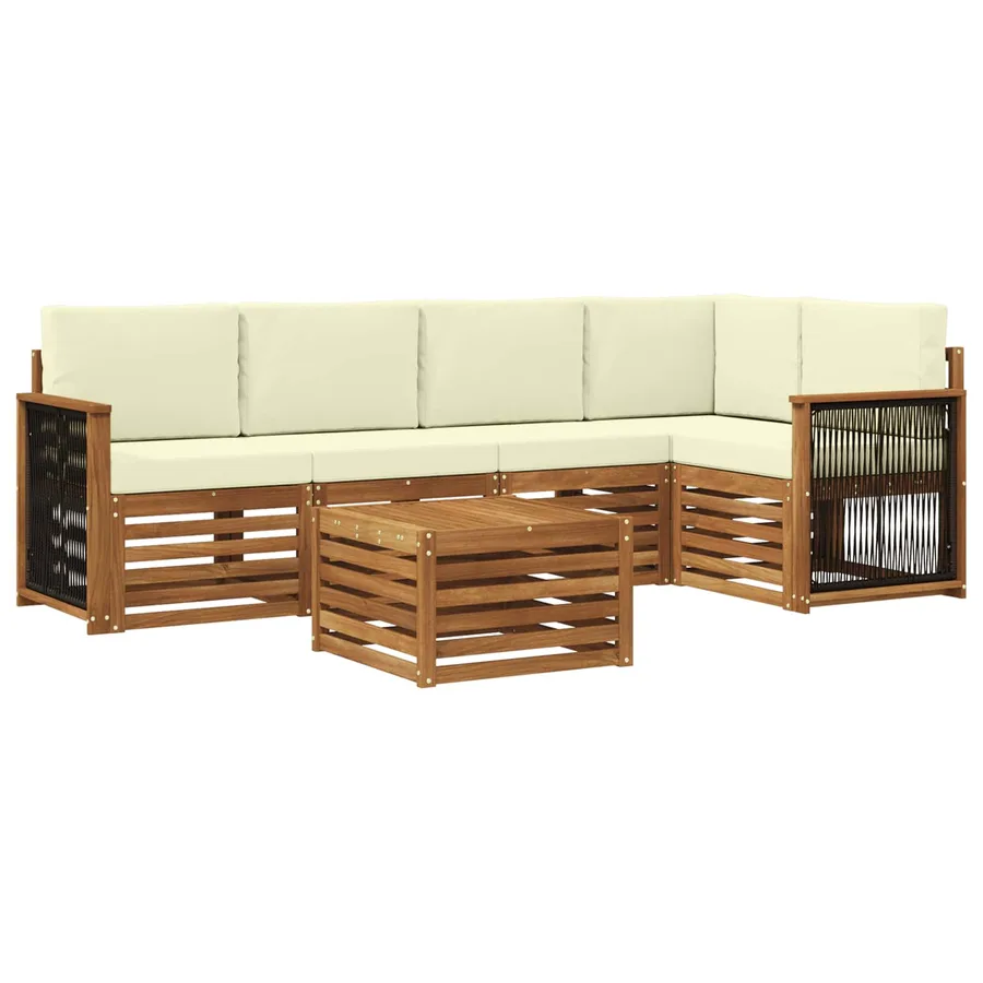 Ensemble de canapé d'angle avec coussin 5 pcs Naturel et Crème - 2