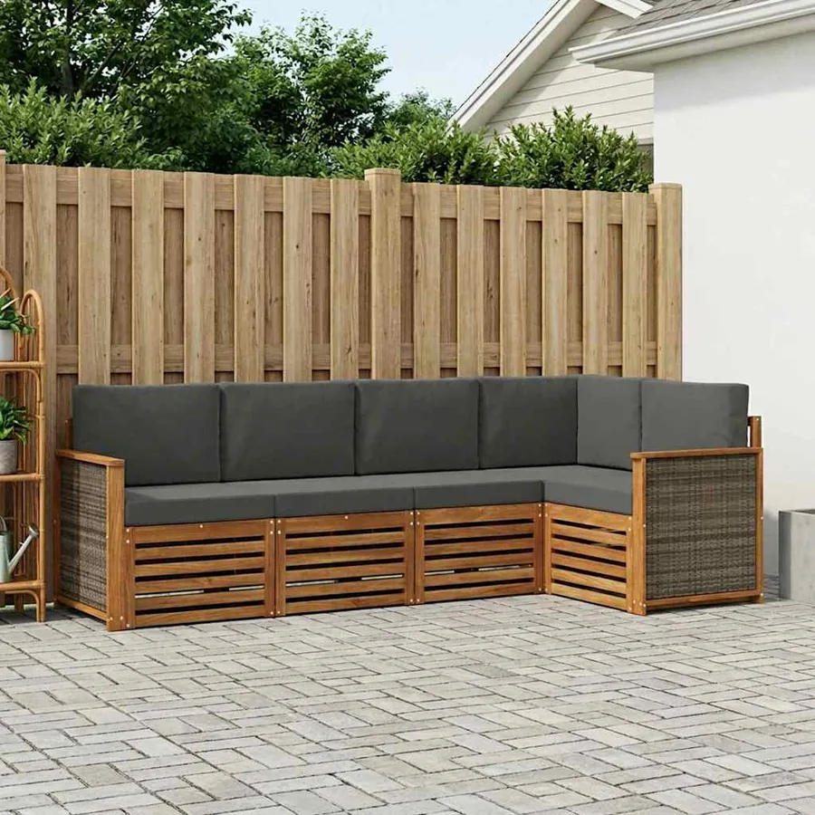 Ensemble de canapé d'angle 4 pcs Naturel et Anthracite