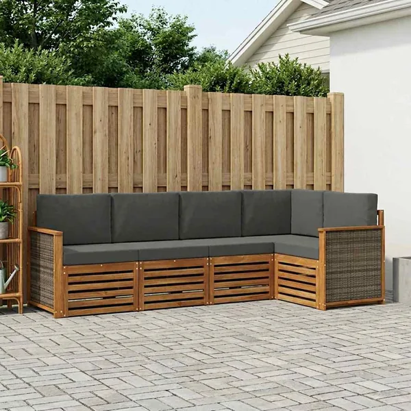 Ensemble de canapé d'angle 4 pcs Naturel et Anthracite