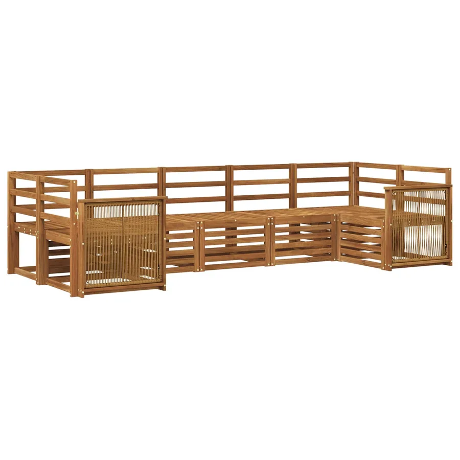 Ensemble de canapé d'angle 6 pcs Naturel Bois d'Acacia Massif - 2