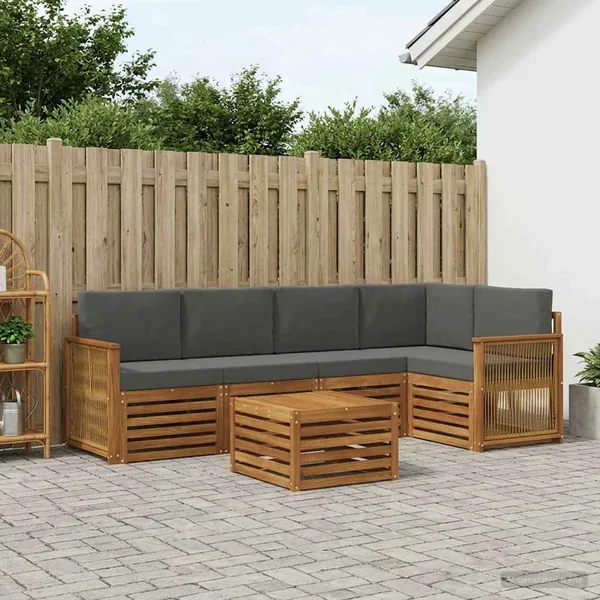 Ensemble de canapé d'angle 5 pcs Naturel et Anthracite