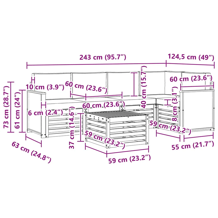 Ensemble de canapé d'angle 5 pcs Naturel et Anthracite - 8