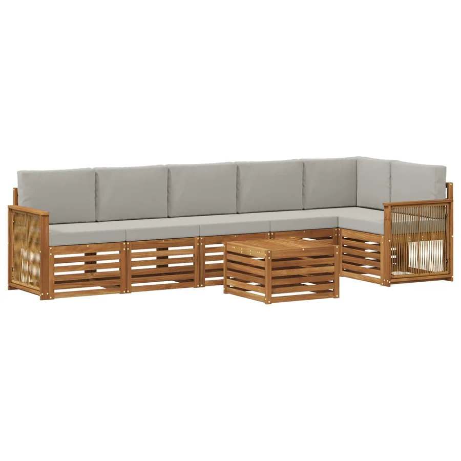 Ensemble de canapé d'angle 6 pcs Naturel et gris clair - 2