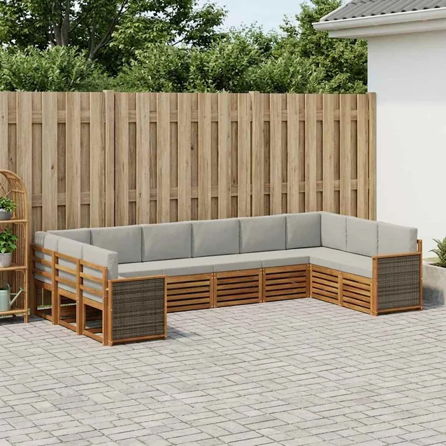 Ensemble de canapé d'angle 7 pcs Naturel et gris clair