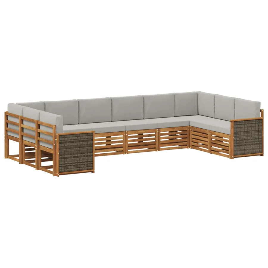 Ensemble de canapé d'angle 7 pcs Naturel et gris clair - 2