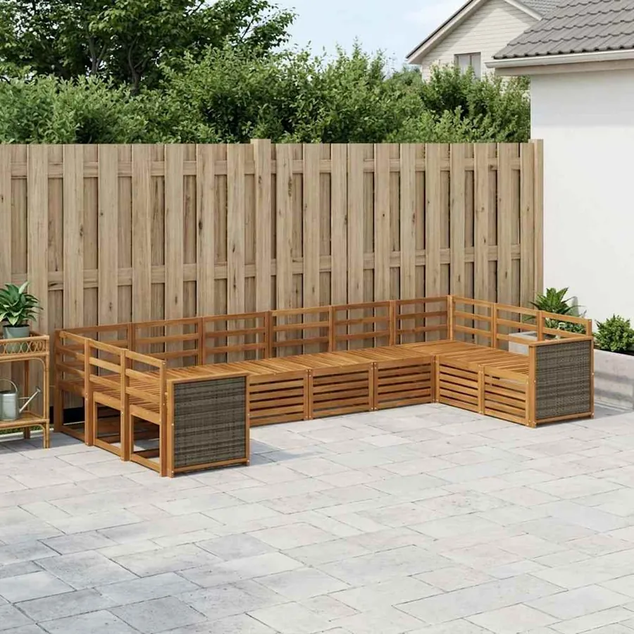 Ensemble de canapé d'angle 7 pcs Naturel Bois d'Acacia Massif