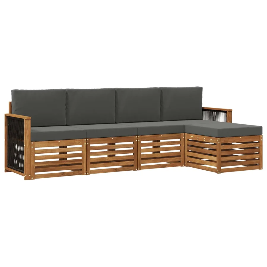 Ensemble de canapés d'extérieur 5 pcs Naturel et Anthracite - 2