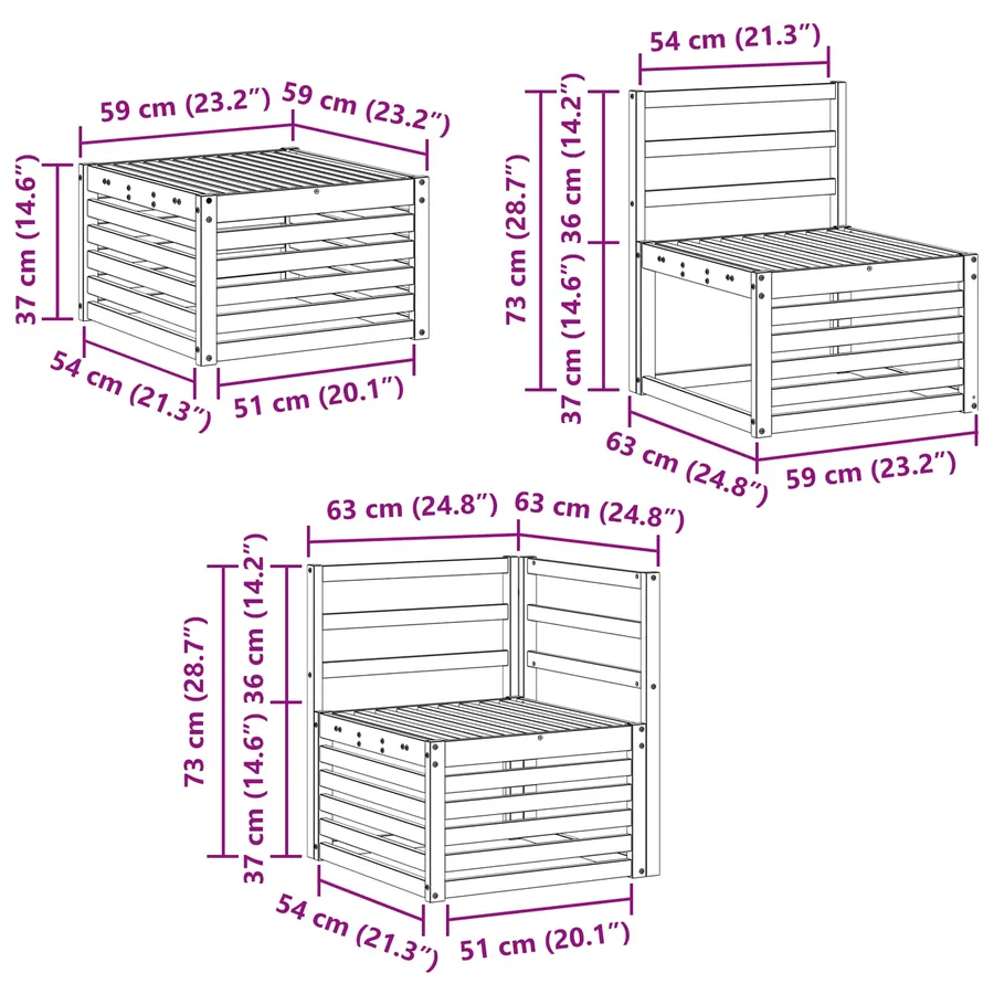 Ensemble de canapés d'extérieur 7 pcs Naturel - 10