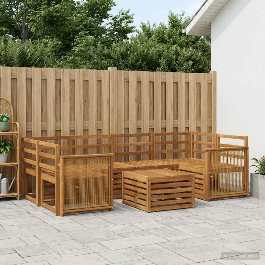Ensemble de canapés d'extérieur 7 pcs Naturel - 3