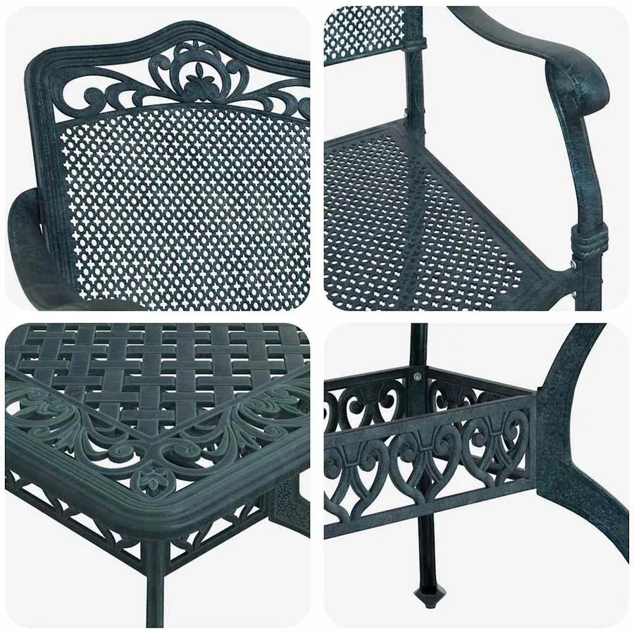 Ensemble de salle à manger pour jardin 5 pcs Vert Aluminium - 11