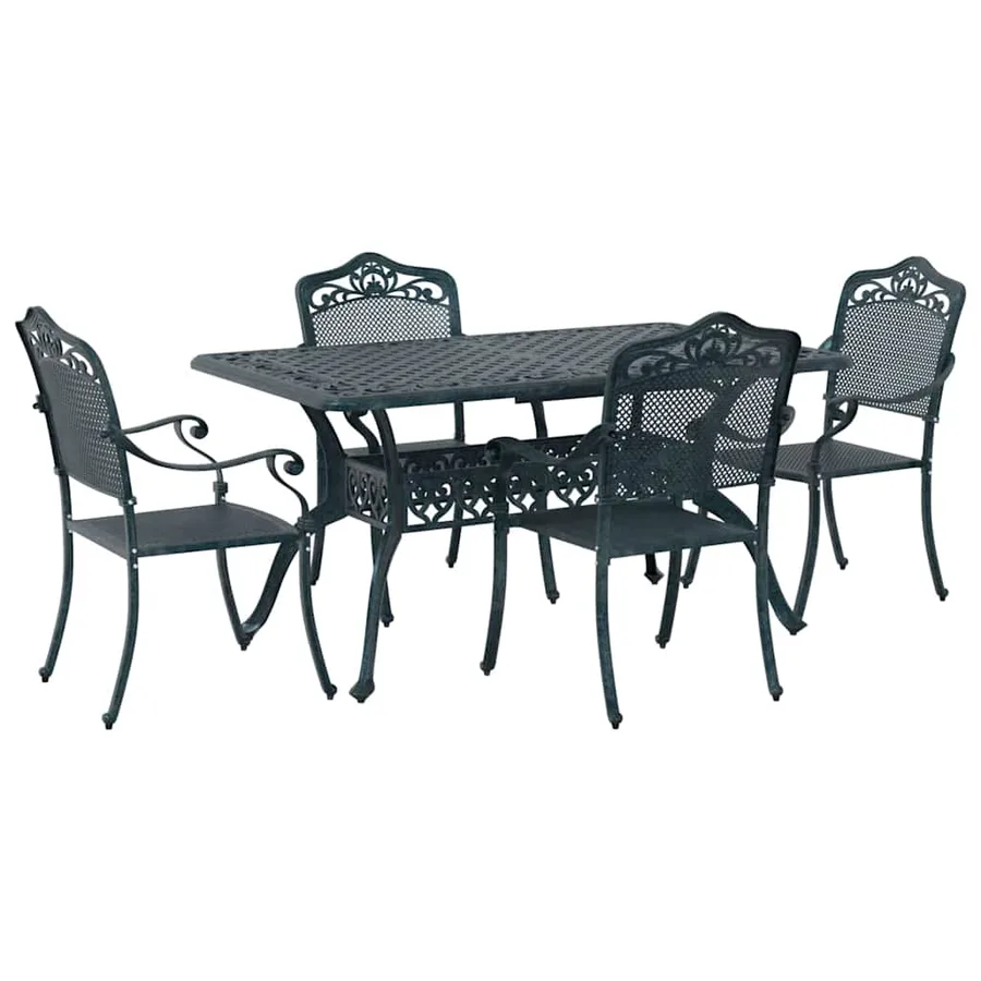 Ensemble de salle à manger pour jardin 5 pcs Vert Aluminium - 2