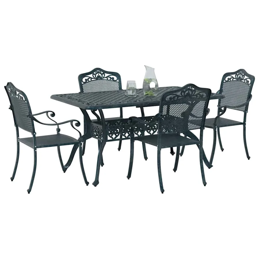 Ensemble de salle à manger pour jardin 5 pcs Vert Aluminium - 3