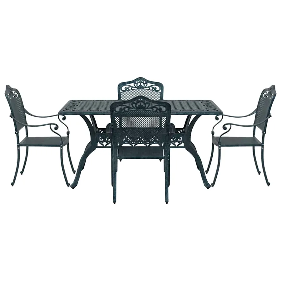 Ensemble de salle à manger pour jardin 5 pcs Vert Aluminium - 7