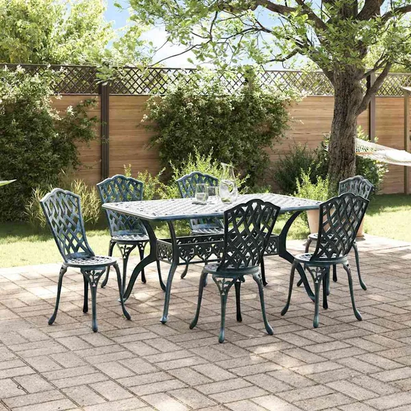 Ensemble de salle à manger pour jardin 7 pcs Vert Aluminium