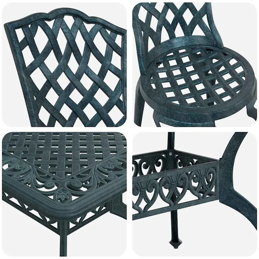 Ensemble de salle à manger pour jardin 7 pcs Vert Aluminium - 11
