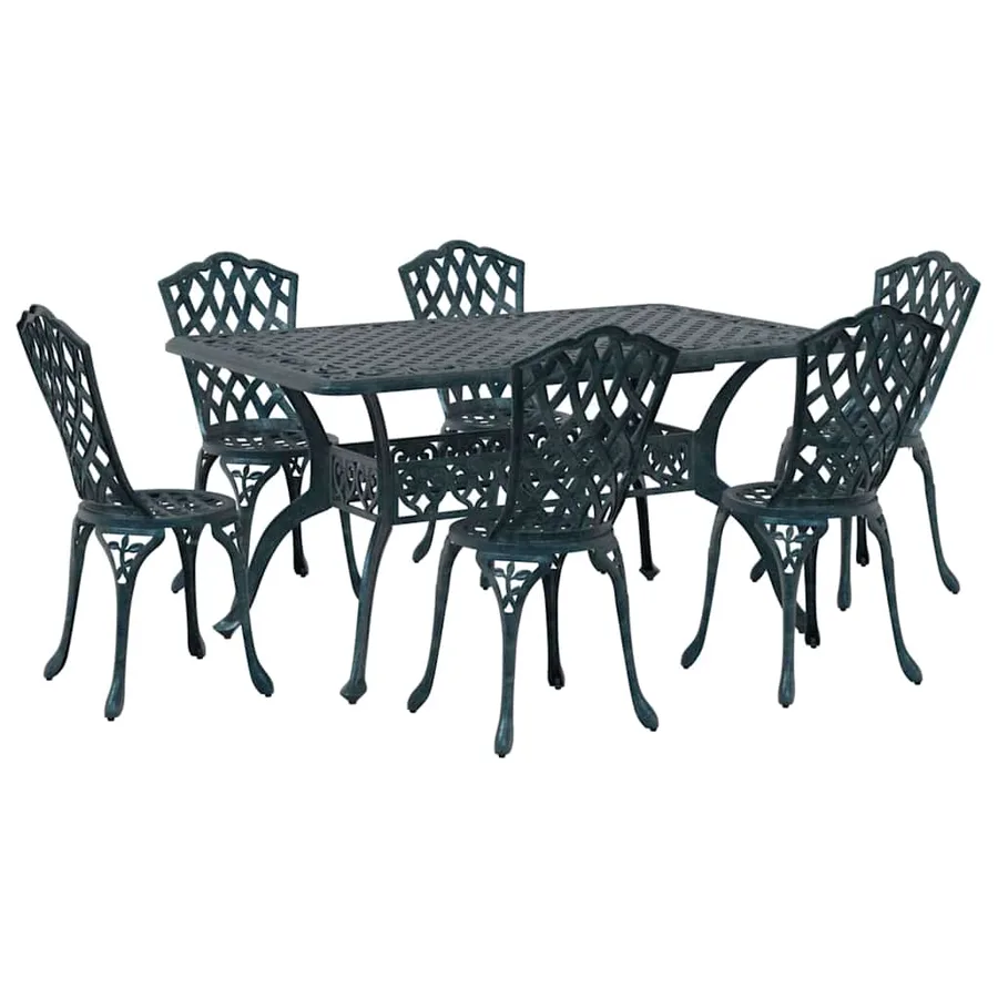 Ensemble de salle à manger pour jardin 7 pcs Vert Aluminium - 2