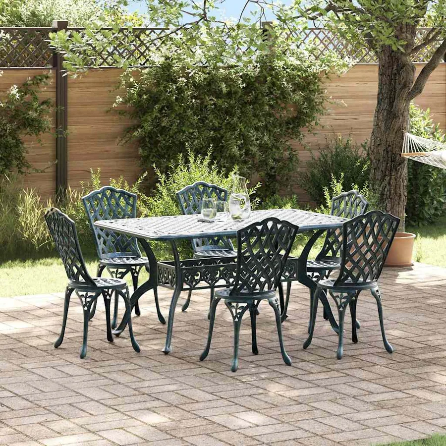 Ensemble de salle à manger pour jardin 7 pcs Vert Aluminium - 4