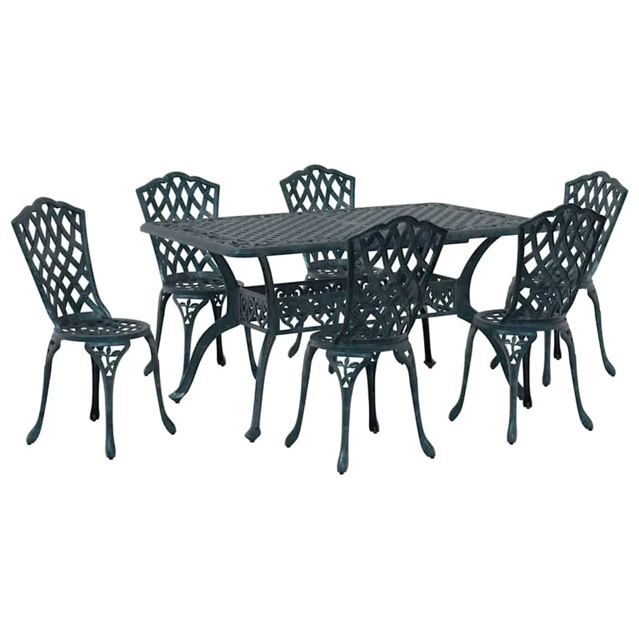 Ensemble de salle à manger pour jardin 7 pcs Vert Aluminium - 5