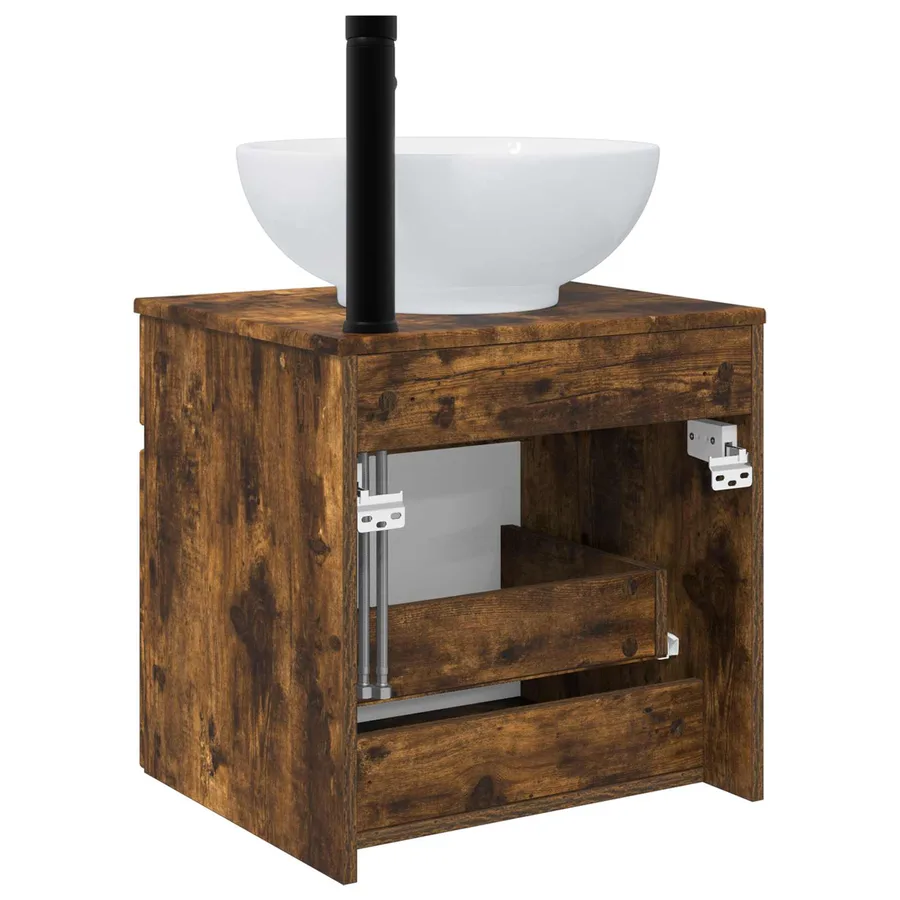 Meuble de lavabo mural Chêne fumé 49 x 44,5 x 66,5 cm - 4