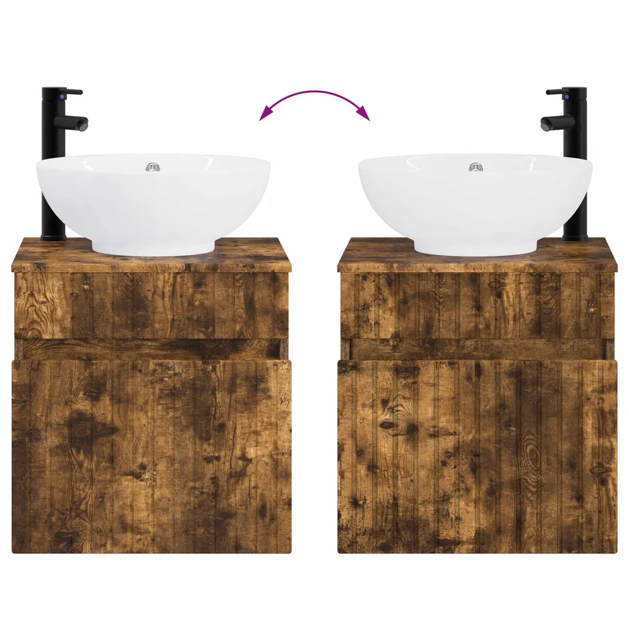 Meuble de lavabo mural Chêne fumé 49 x 44,5 x 66,5 cm - 7