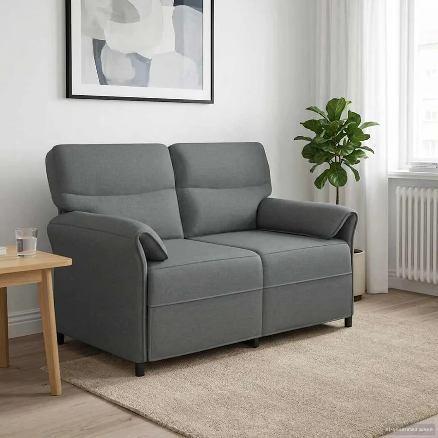 Canapé 100% polyester, cadre en métal, MDF, Contreplaqué